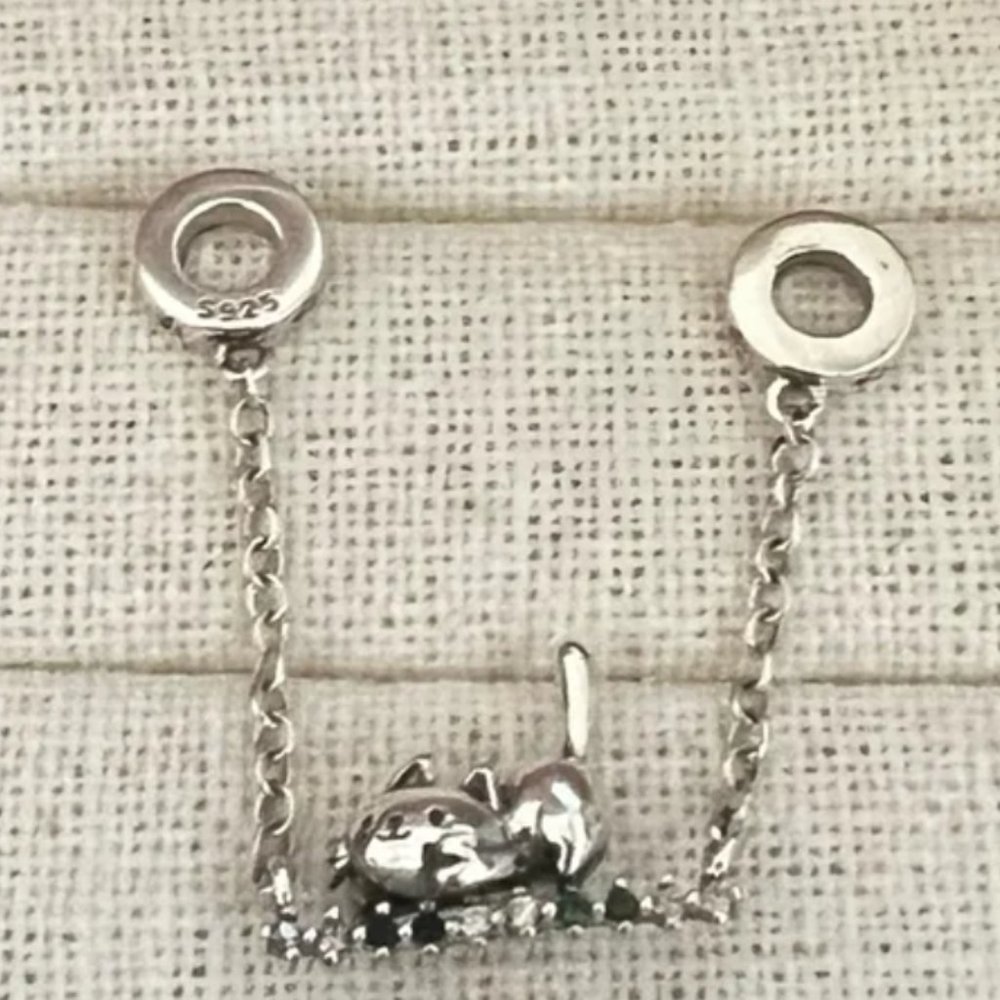 Kitty Cat CZ Crystal Safety Chain